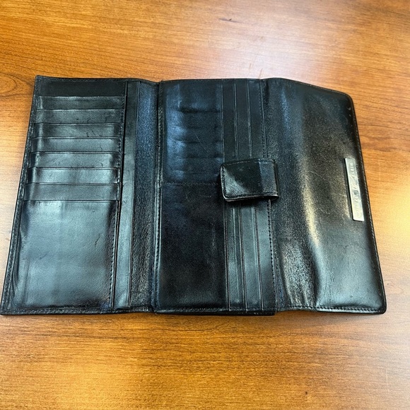 Vintage Michel Klein Black Leather Wallet Card Slots Zip Pouch Bill Fold - Picture 11 of 16